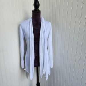 Belldini Women’s Duster Cardigan Open Front White Stretch Rayon Nylon Sz S